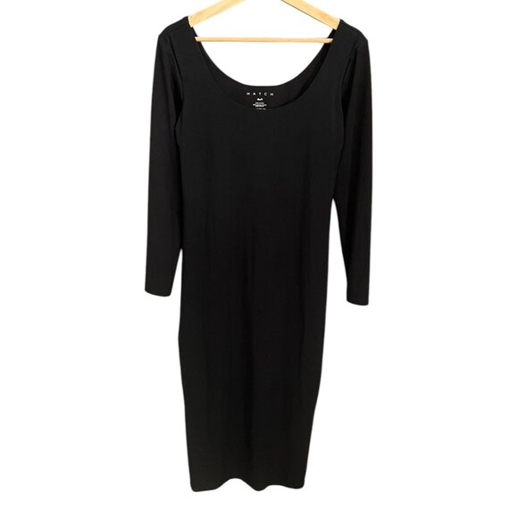 Hatch Maternity Bamboo‎ Long Sleeve Bodycon Midi Dress Black Small Postpartum - Picture 1 of 9